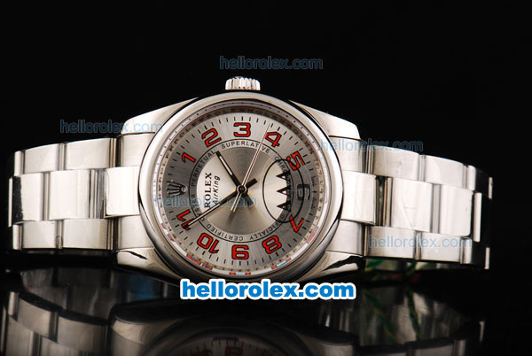 Rolex Air-King Oyster Perpetual Swiss ETA 2836 Automatic Movement Swiss Coating Case with Silver Dial and Red Numeral Markers-SS Strap - Click Image to Close